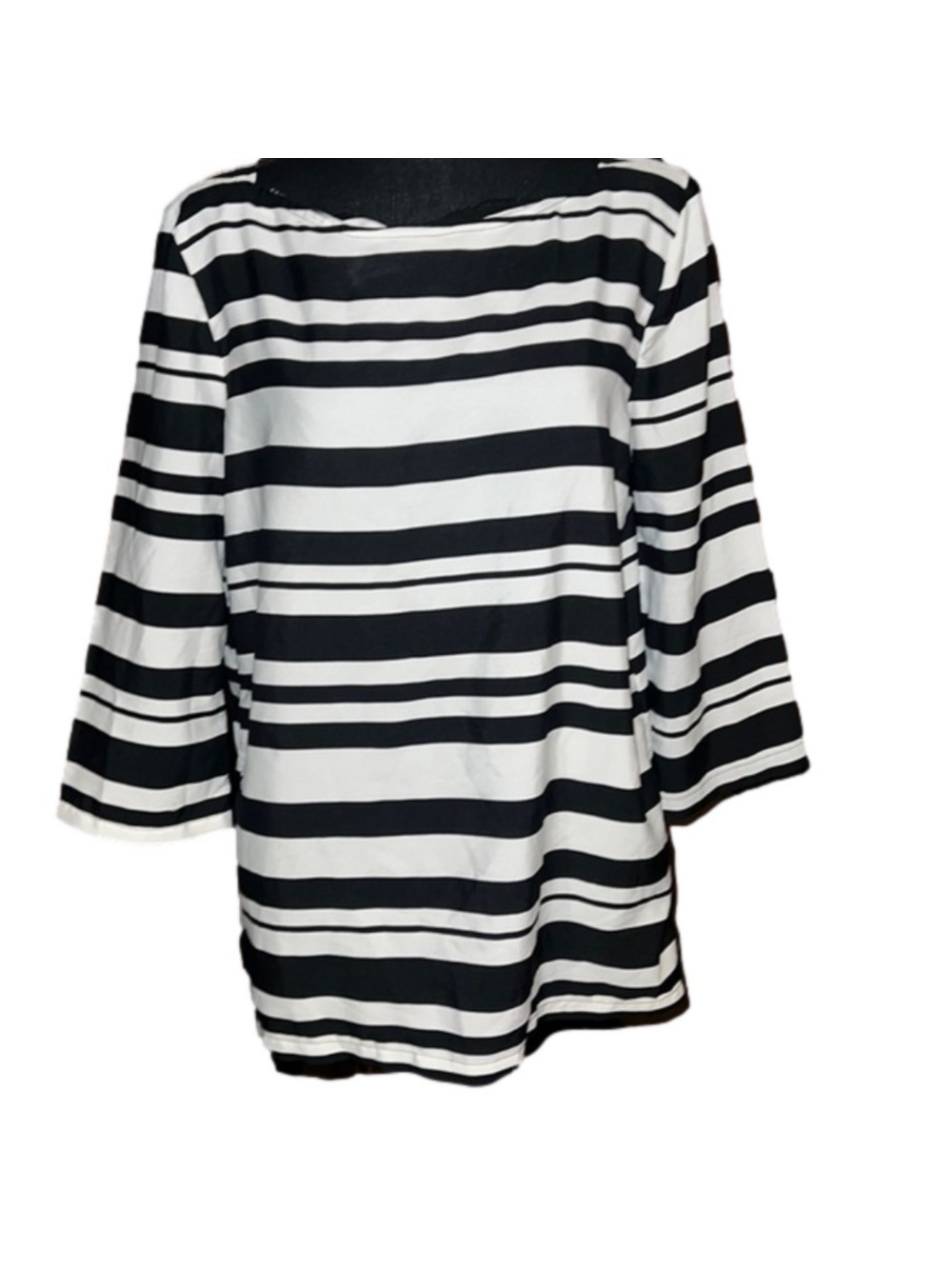 Jennifer and Grace Black White 3/4 Sleeve Top Size Medium
